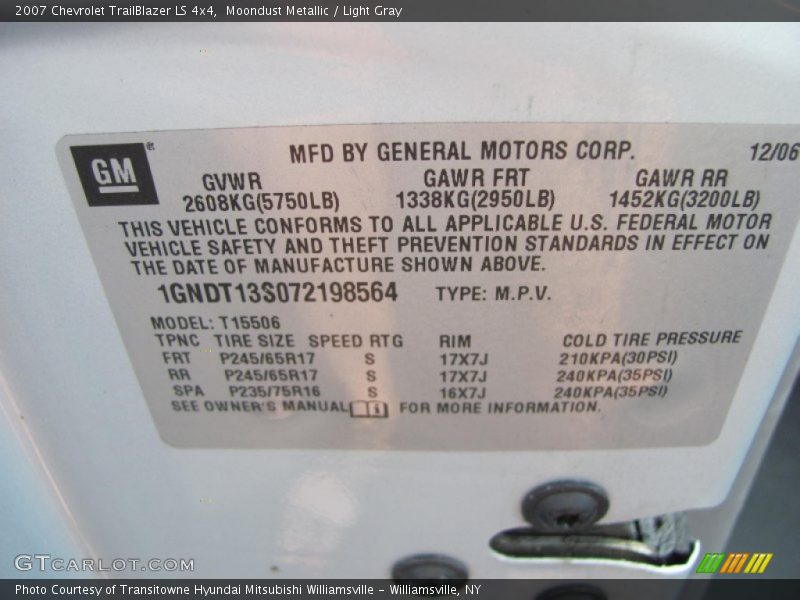 Moondust Metallic / Light Gray 2007 Chevrolet TrailBlazer LS 4x4