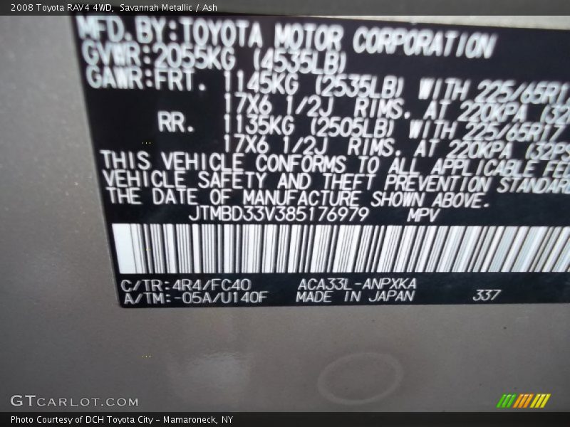 Savannah Metallic / Ash 2008 Toyota RAV4 4WD