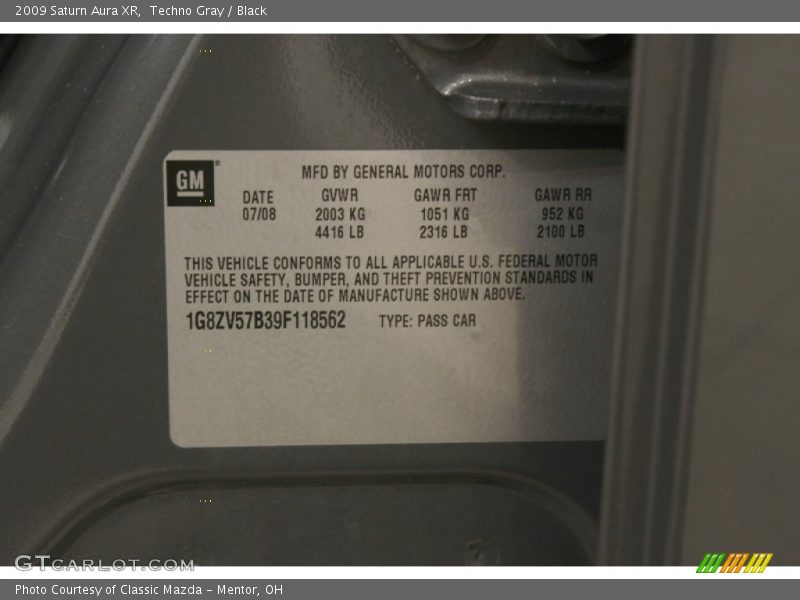 Techno Gray / Black 2009 Saturn Aura XR