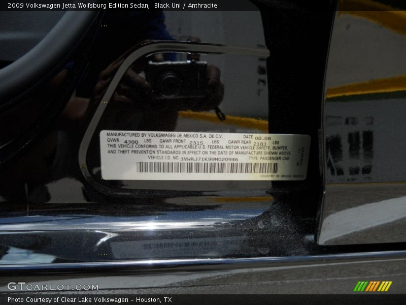 Black Uni / Anthracite 2009 Volkswagen Jetta Wolfsburg Edition Sedan