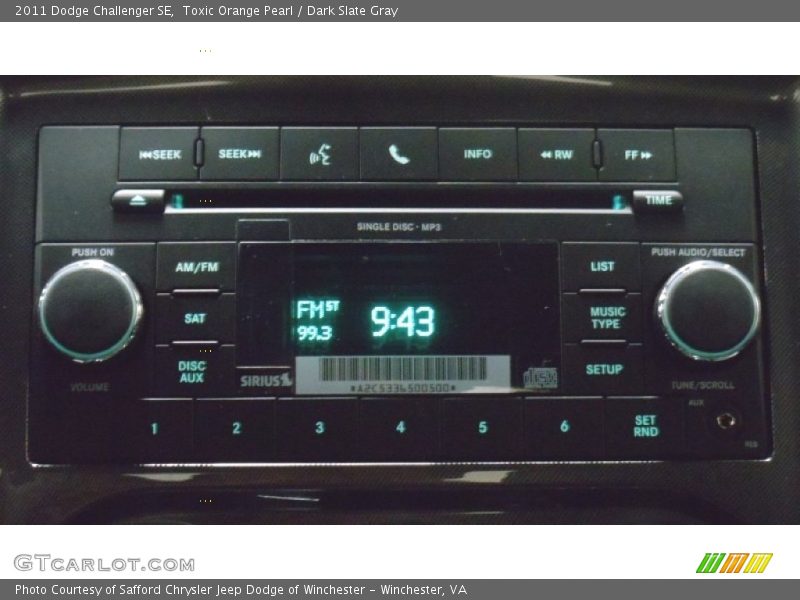 Toxic Orange Pearl / Dark Slate Gray 2011 Dodge Challenger SE