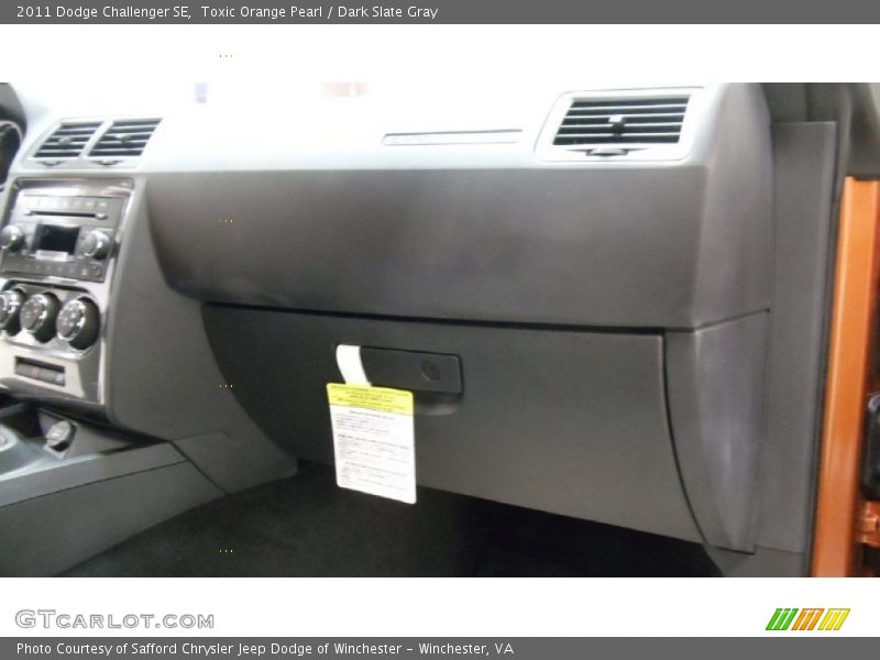 Toxic Orange Pearl / Dark Slate Gray 2011 Dodge Challenger SE