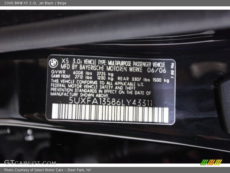 Jet Black / Beige 2006 BMW X5 3.0i