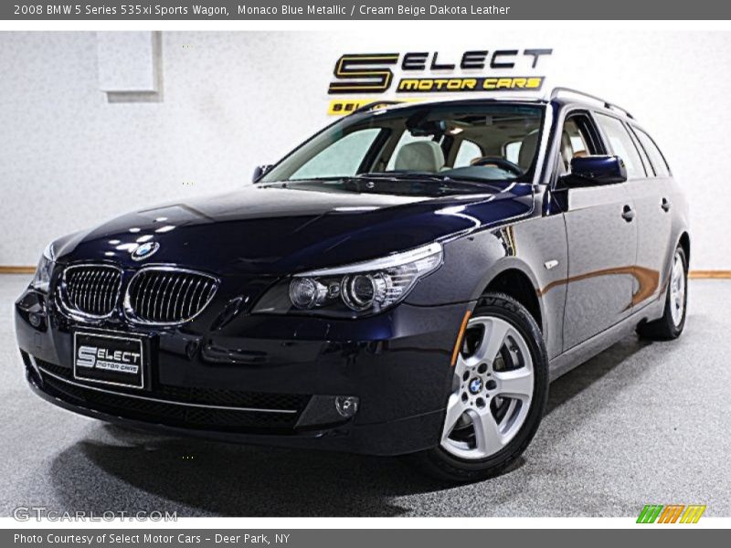 Monaco Blue Metallic / Cream Beige Dakota Leather 2008 BMW 5 Series 535xi Sports Wagon