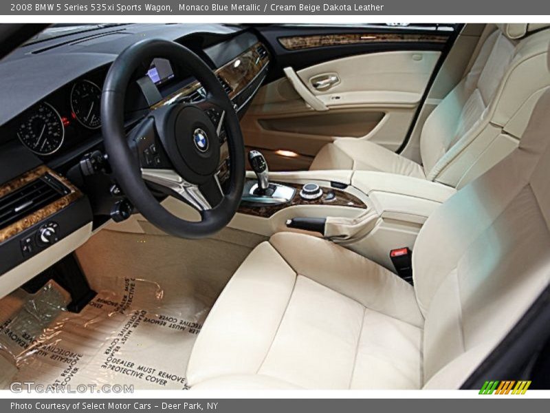 Monaco Blue Metallic / Cream Beige Dakota Leather 2008 BMW 5 Series 535xi Sports Wagon