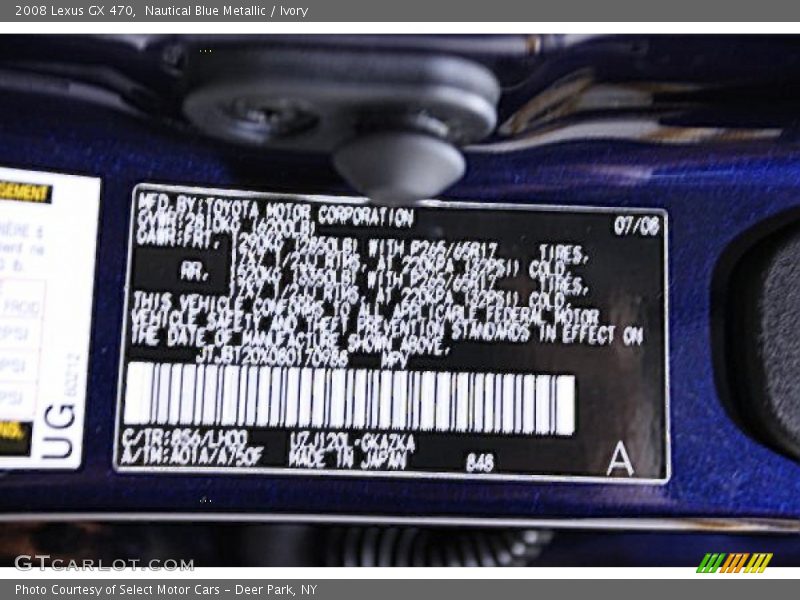 Nautical Blue Metallic / Ivory 2008 Lexus GX 470