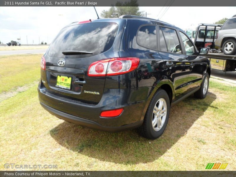 Pacific Blue Pearl / Beige 2011 Hyundai Santa Fe GLS