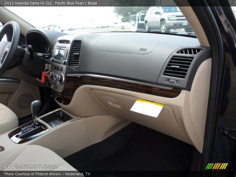 Pacific Blue Pearl / Beige 2011 Hyundai Santa Fe GLS
