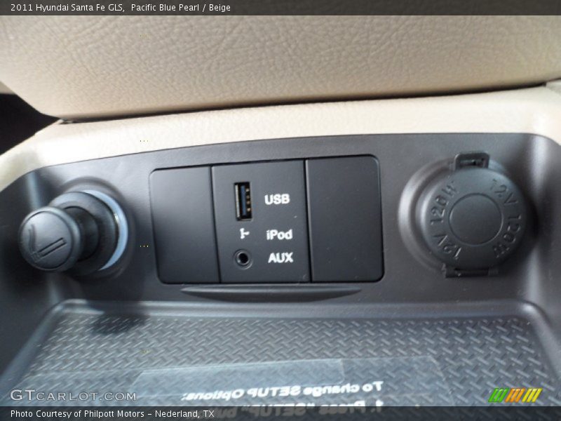 Pacific Blue Pearl / Beige 2011 Hyundai Santa Fe GLS