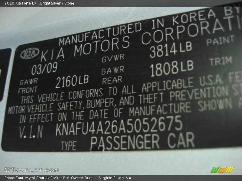 Bright Silver / Stone 2010 Kia Forte EX