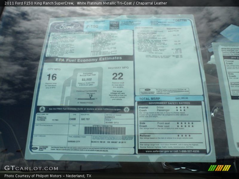 White Platinum Metallic Tri-Coat / Chaparral Leather 2011 Ford F150 King Ranch SuperCrew