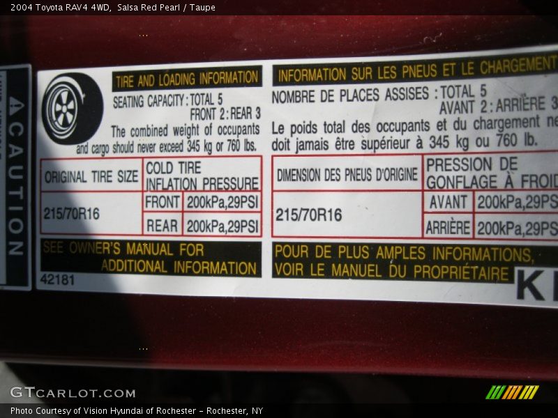 Salsa Red Pearl / Taupe 2004 Toyota RAV4 4WD