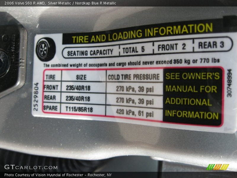 Silver Metallic / Nordkap Blue R Metallic 2006 Volvo S60 R AWD