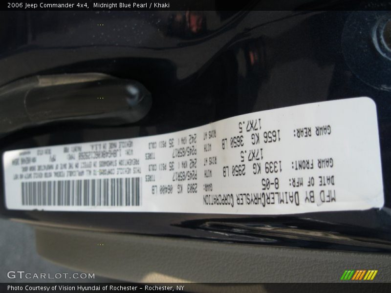 Midnight Blue Pearl / Khaki 2006 Jeep Commander 4x4