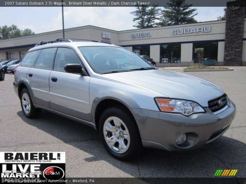 Brilliant Silver Metallic / Dark Charcoal Tweed 2007 Subaru Outback 2.5i Wagon