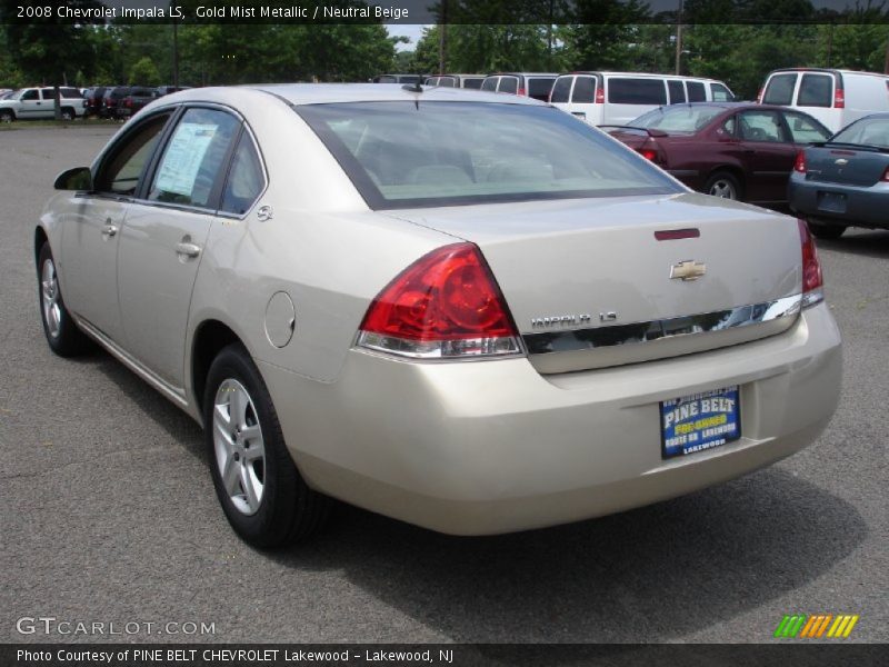 Gold Mist Metallic / Neutral Beige 2008 Chevrolet Impala LS