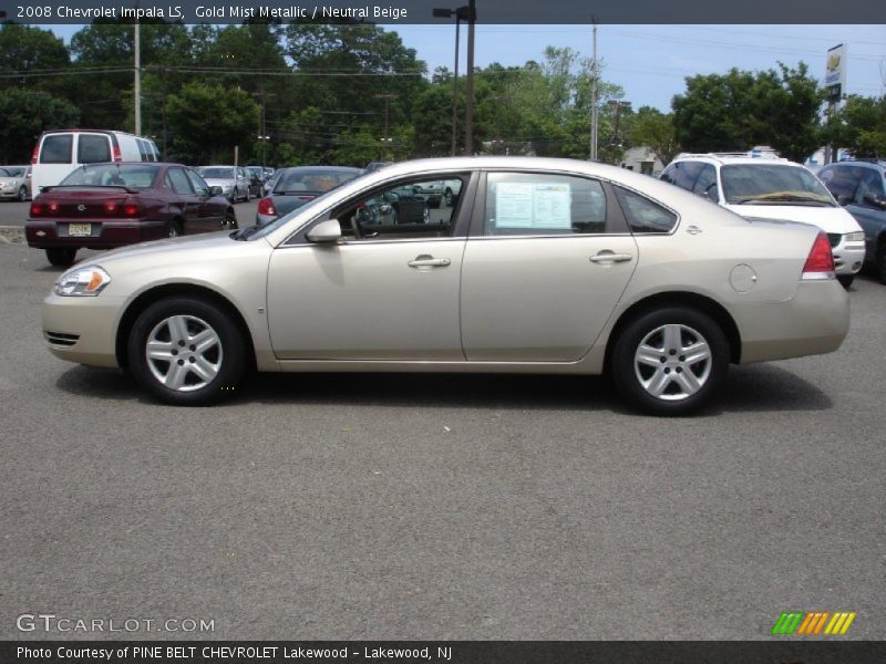 Gold Mist Metallic / Neutral Beige 2008 Chevrolet Impala LS