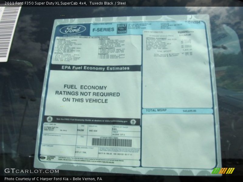 2011 F350 Super Duty XL SuperCab 4x4 Window Sticker