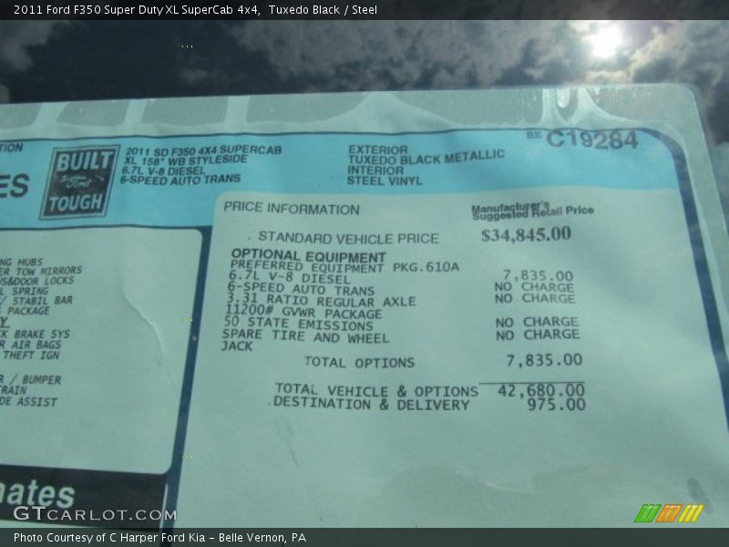  2011 F350 Super Duty XL SuperCab 4x4 Window Sticker