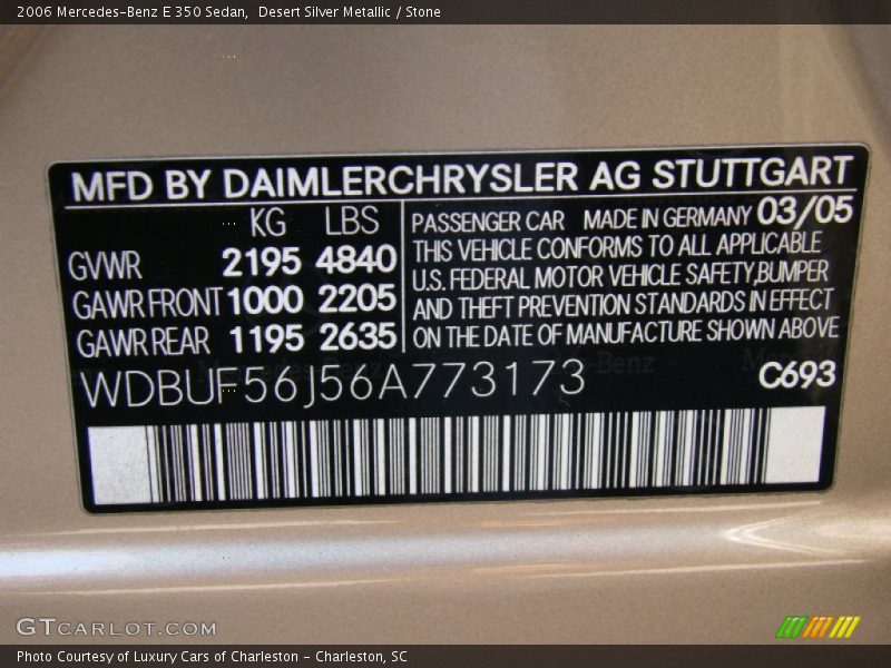 Desert Silver Metallic / Stone 2006 Mercedes-Benz E 350 Sedan