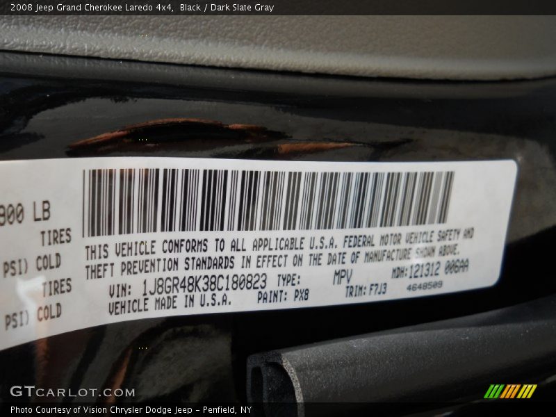 Black / Dark Slate Gray 2008 Jeep Grand Cherokee Laredo 4x4