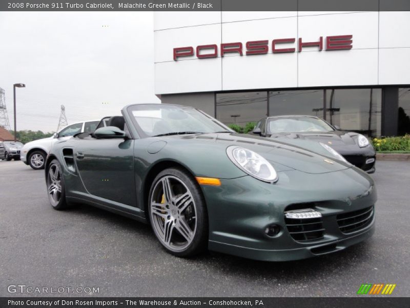 Malachite Green Metallic / Black 2008 Porsche 911 Turbo Cabriolet