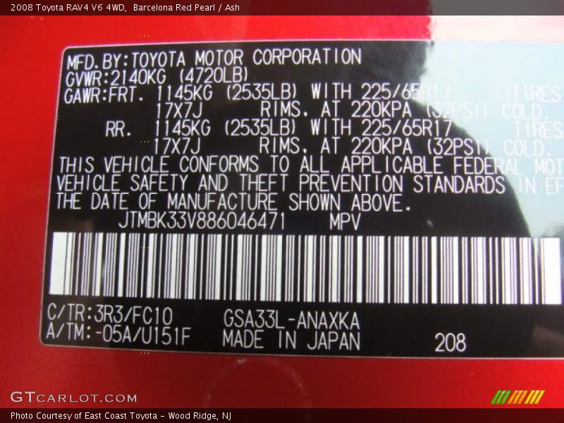 Barcelona Red Pearl / Ash 2008 Toyota RAV4 V6 4WD