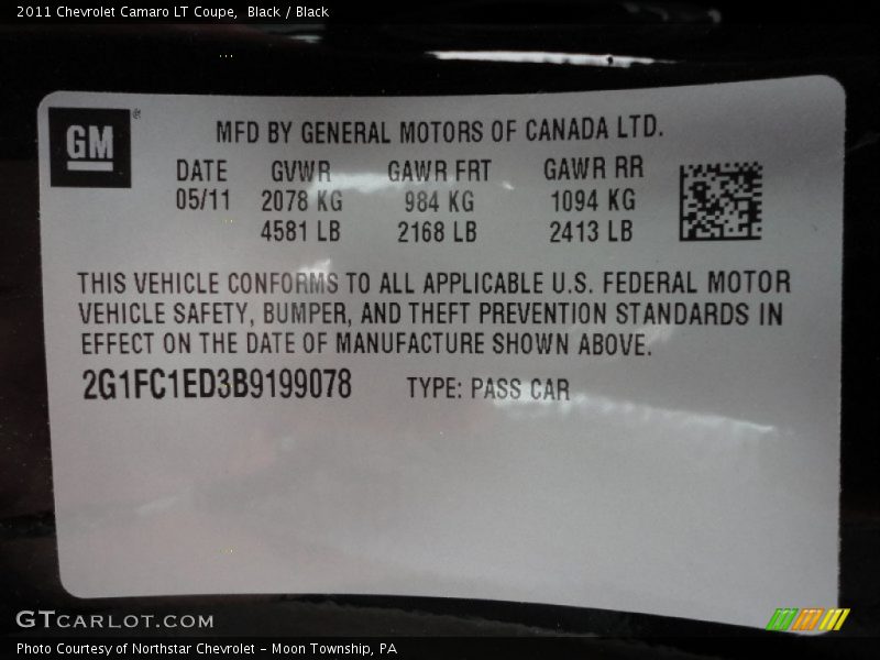 Black / Black 2011 Chevrolet Camaro LT Coupe