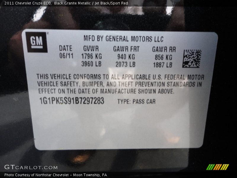 Black Granite Metallic / Jet Black/Sport Red 2011 Chevrolet Cruze ECO