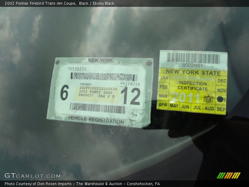 Black / Ebony Black 2002 Pontiac Firebird Trans Am Coupe
