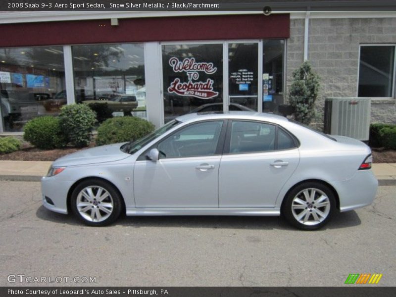 Snow Silver Metallic / Black/Parchment 2008 Saab 9-3 Aero Sport Sedan