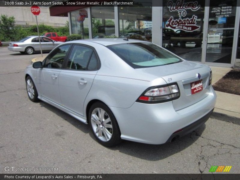 Snow Silver Metallic / Black/Parchment 2008 Saab 9-3 Aero Sport Sedan