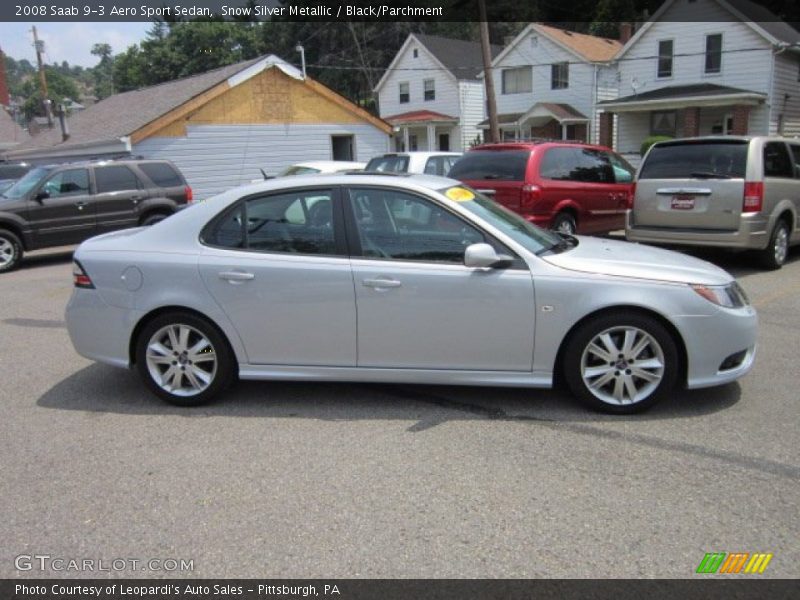 Snow Silver Metallic / Black/Parchment 2008 Saab 9-3 Aero Sport Sedan