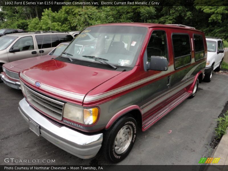 Electric Currant Red Metallic / Grey 1992 Ford E Series Van E150 Passenger Conversion Van
