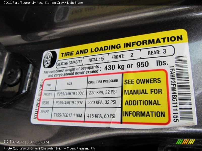 Sterling Grey / Light Stone 2011 Ford Taurus Limited