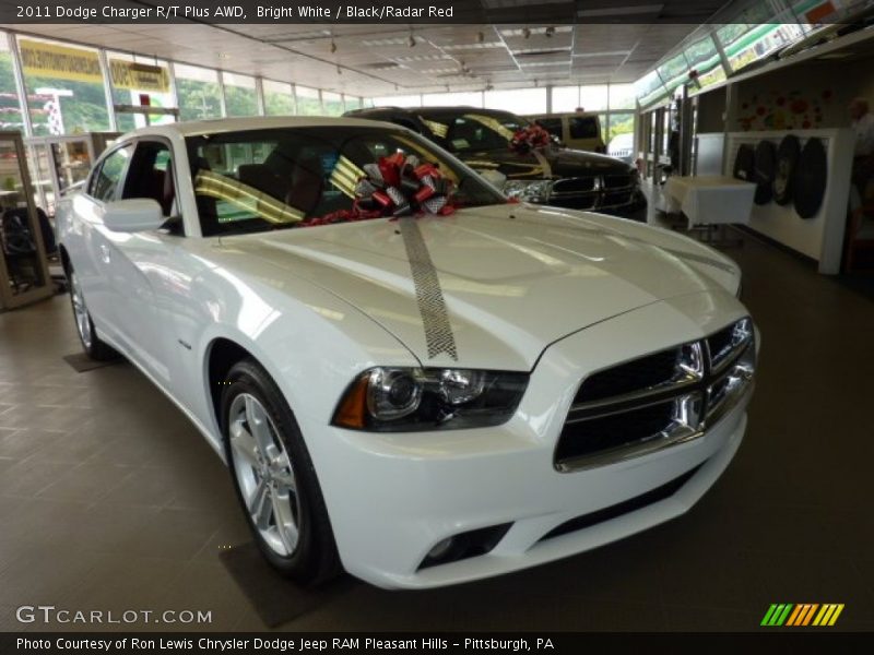 Bright White / Black/Radar Red 2011 Dodge Charger R/T Plus AWD