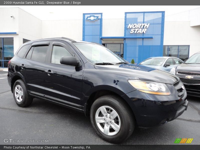 Deepwater Blue / Beige 2009 Hyundai Santa Fe GLS