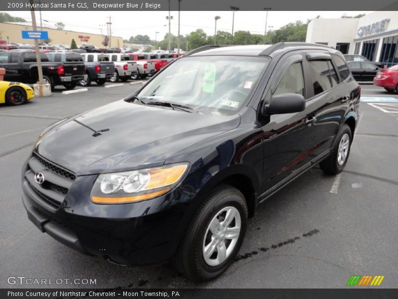 Deepwater Blue / Beige 2009 Hyundai Santa Fe GLS