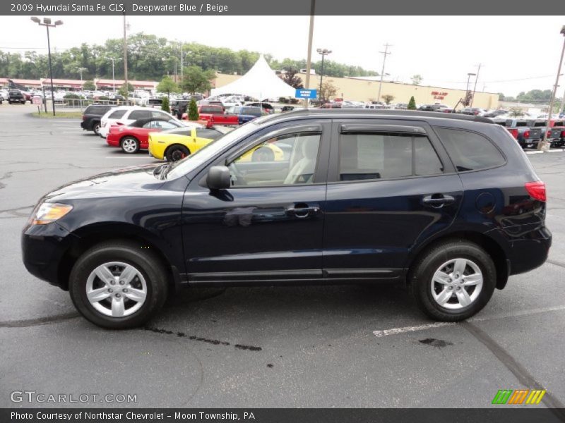 Deepwater Blue / Beige 2009 Hyundai Santa Fe GLS