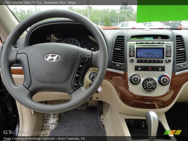Deepwater Blue / Beige 2009 Hyundai Santa Fe GLS