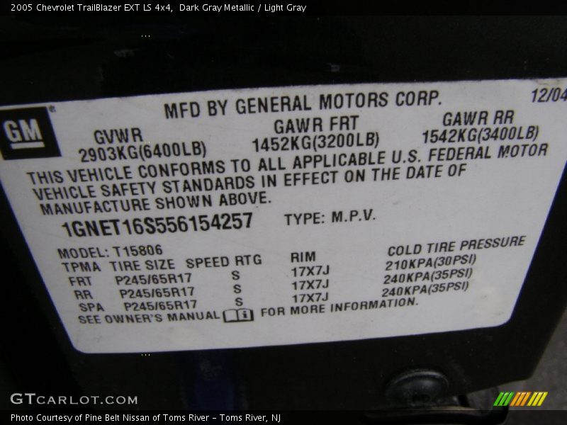 Dark Gray Metallic / Light Gray 2005 Chevrolet TrailBlazer EXT LS 4x4