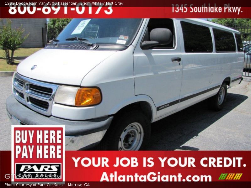 Bright White / Mist Gray 1999 Dodge Ram Van 3500 Passenger