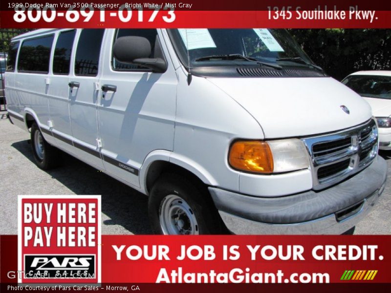 Bright White / Mist Gray 1999 Dodge Ram Van 3500 Passenger
