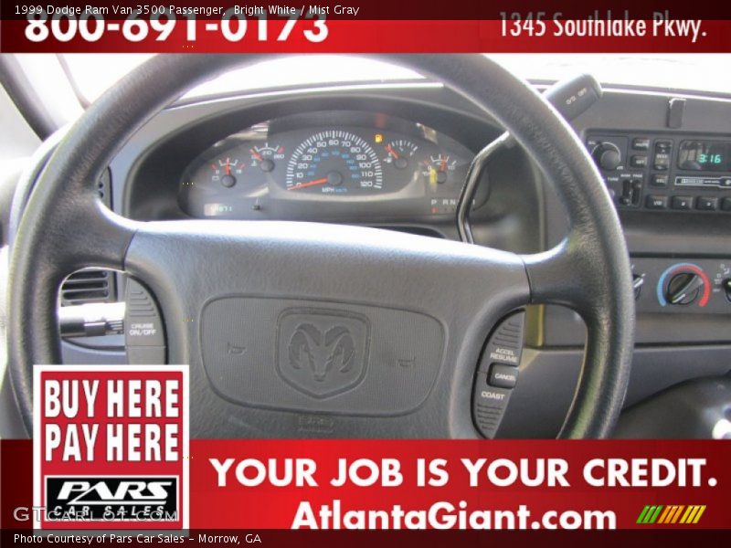 Bright White / Mist Gray 1999 Dodge Ram Van 3500 Passenger