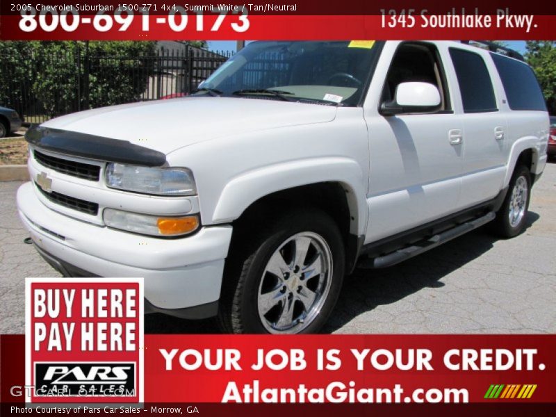 Summit White / Tan/Neutral 2005 Chevrolet Suburban 1500 Z71 4x4