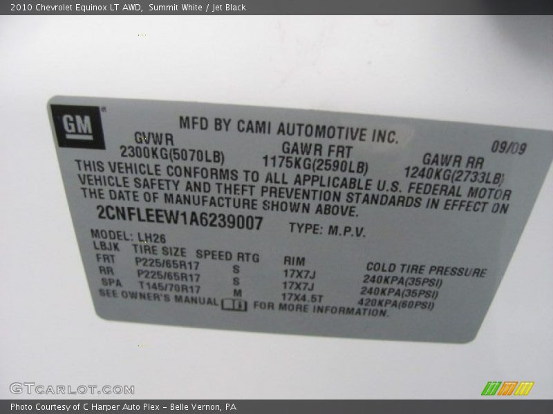 Summit White / Jet Black 2010 Chevrolet Equinox LT AWD