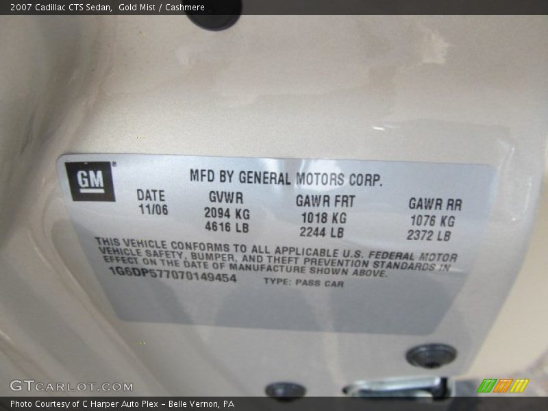 Gold Mist / Cashmere 2007 Cadillac CTS Sedan
