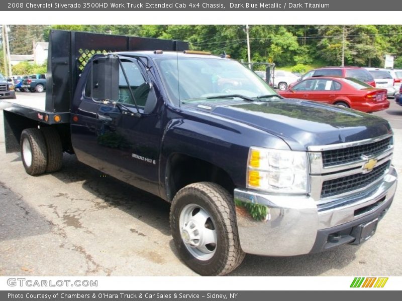 Dark Blue Metallic / Dark Titanium 2008 Chevrolet Silverado 3500HD Work Truck Extended Cab 4x4 Chassis