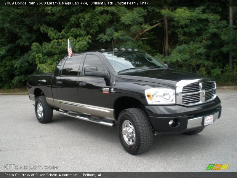 Brilliant Black Crystal Pearl / Khaki 2009 Dodge Ram 2500 Laramie Mega Cab 4x4