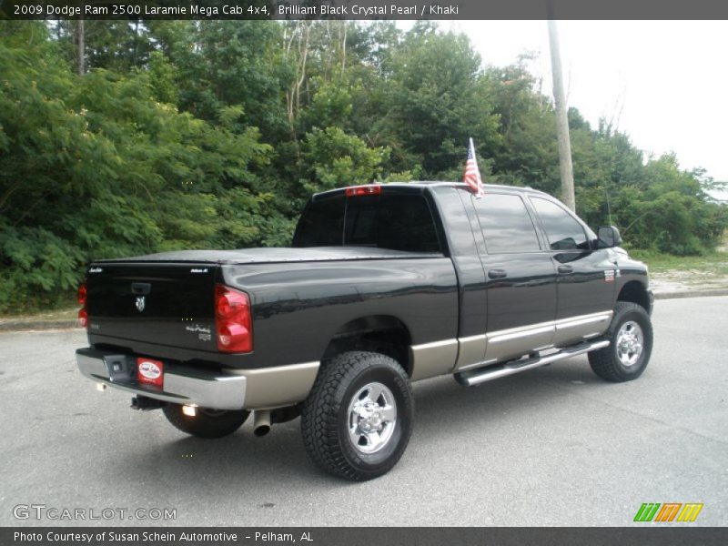 Brilliant Black Crystal Pearl / Khaki 2009 Dodge Ram 2500 Laramie Mega Cab 4x4